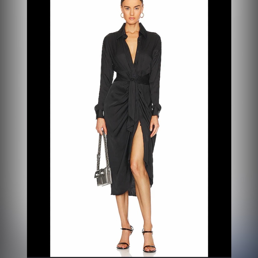 Steve Madden Black Satin wrap dress